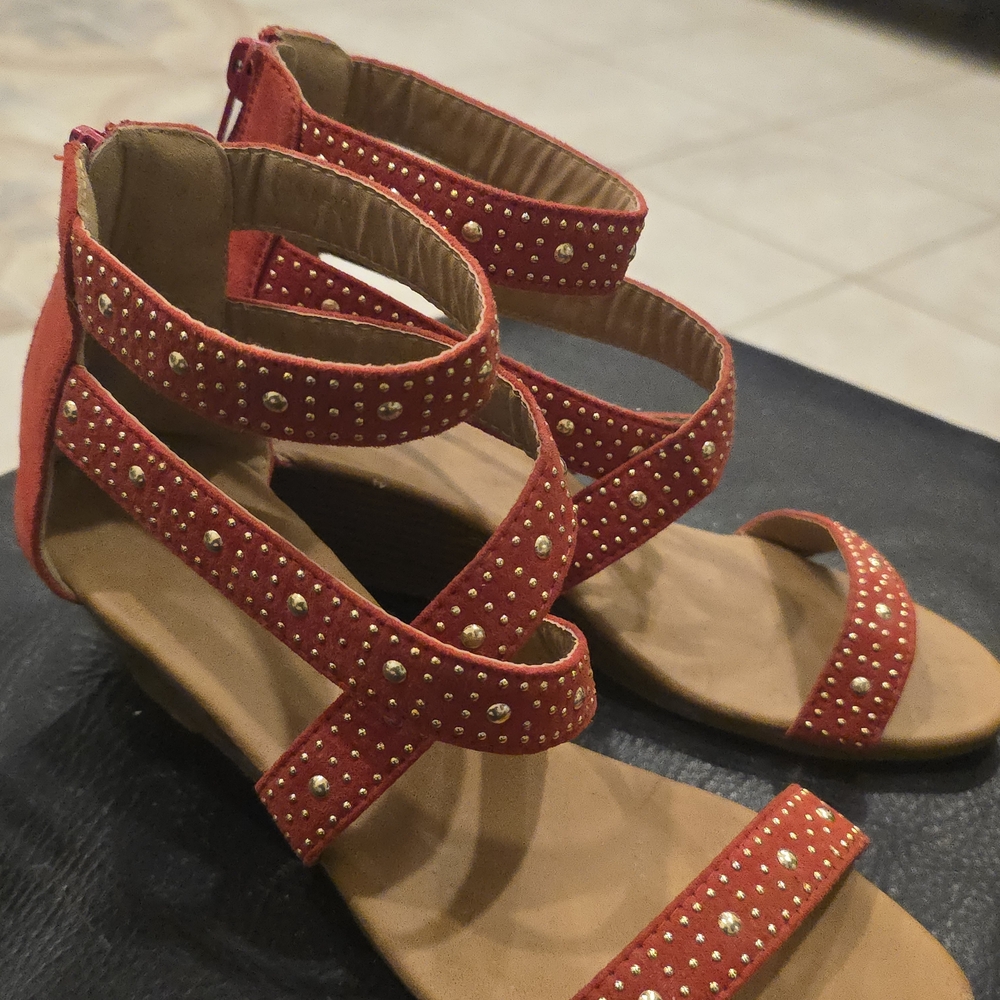 Red Studded Women's Sandals